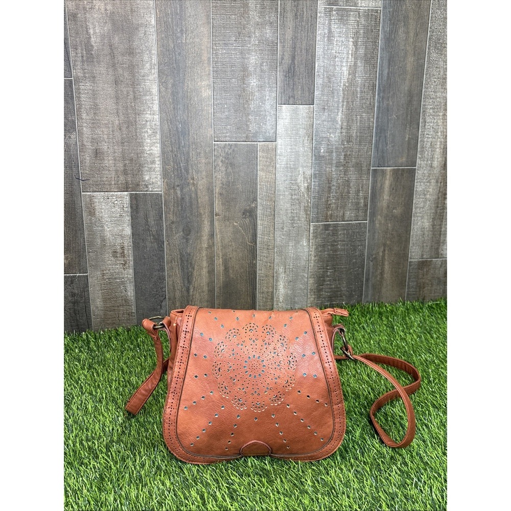Boho Coral Crossbody‎ Bag Cutout Detail Festival Western Chic Purse
